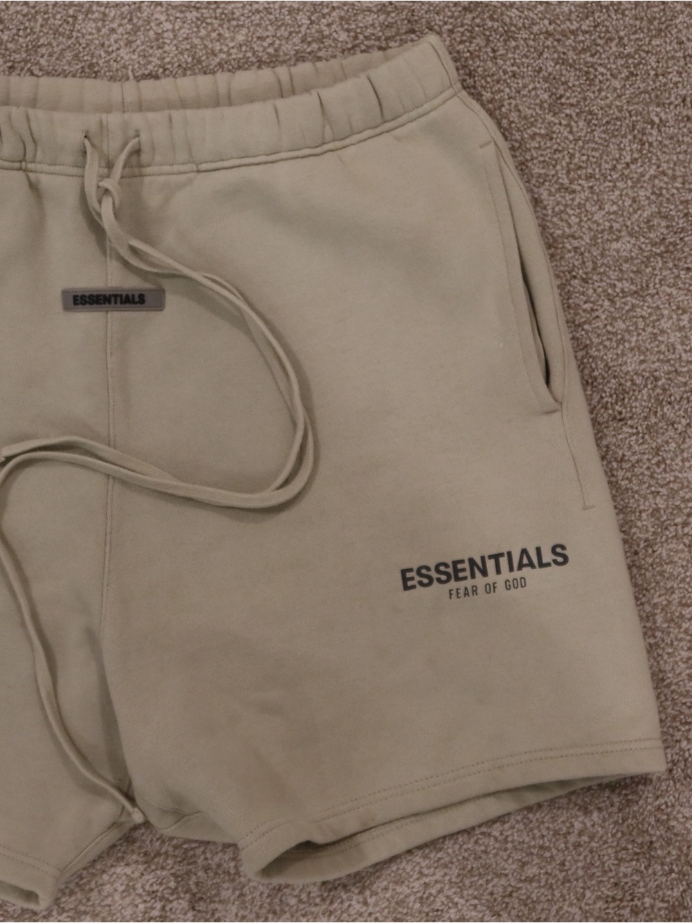 Essentials Sandstone Beige Athletic Shorts with Drawstring